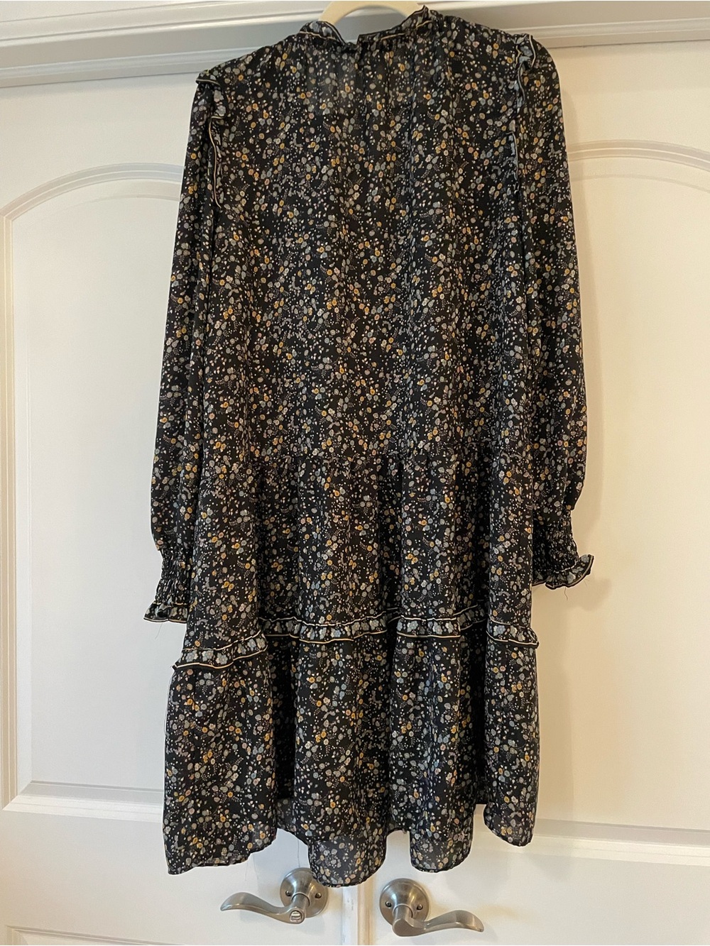 Max Studio Black Floral Long-Sleeve Tiered Dress - Picture 5 of 7
